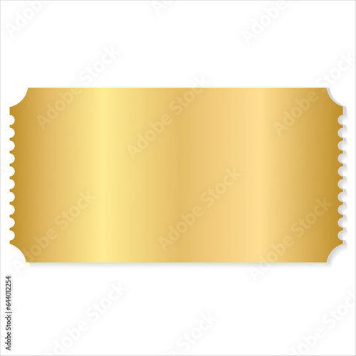 blank golden coupon or ticket. Golden sticker discount. Vector illustration