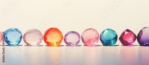 a collection of big shiny gems on a isolated pastel background Copy space photo