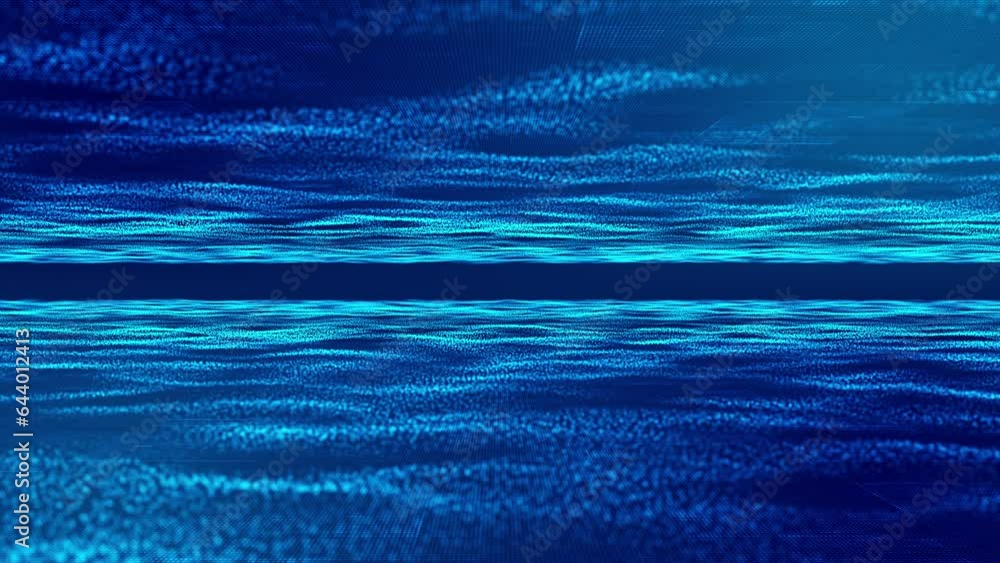 Abstract sci-fi grid or wireframe net footage. Dynamic blinking and moving stars on the background. Bright glowing neon lights. Hight technology. Blue colors. Space. Retro wave synthwave 4K animation