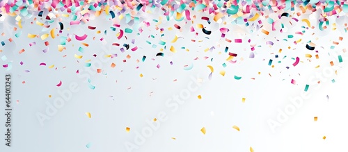 Abstract festive illustration of falling confetti on a isolated pastel background Copy space representing a celebration such as Christmas New Year or a birthday Bright paper tinsel makes for a