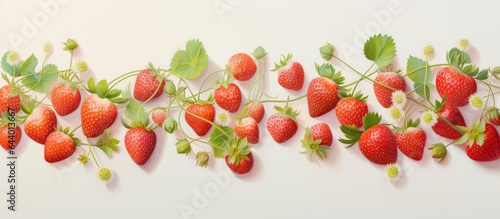 Fresh strawberries on isolated pastel background Copy space