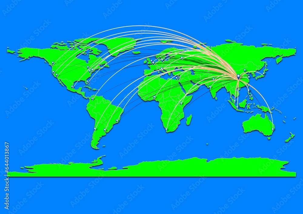 Naklejka premium Vibrant Wanzhou, China map - Export concept map for Wanzhou, China on World map. Suitable for export concepts. File is suitable for digital editing and prints of all sizes.