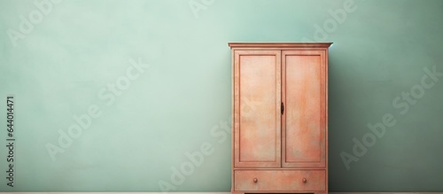 Isolated wooden wardrobe on a isolated pastel background Copy space with clipping path