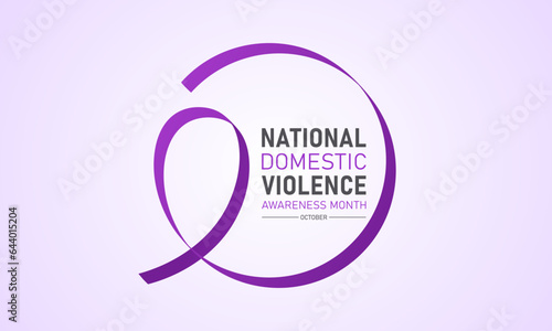 National domestic violence awareness month is observed every year in october. Domestic violence awareness month, background with purple ribbon. Vector illustration.