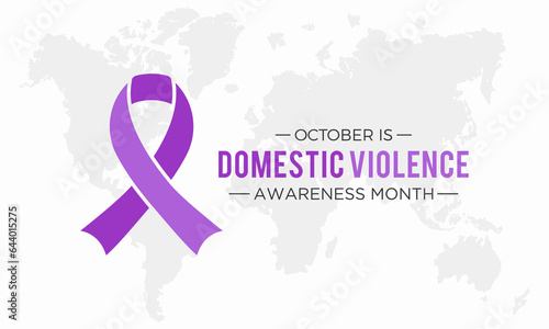 National domestic violence awareness month is observed every year in october. Domestic violence awareness month, background with purple ribbon. Vector illustration.