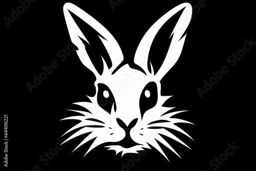 Bunny logo with black and white. Beautiful illustration picture