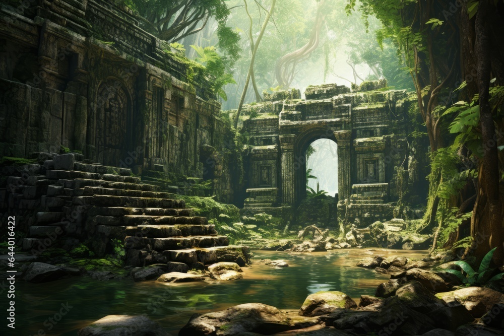 Obraz premium Captivating depiction of an ancient old ruins. Beautiful illustration picture