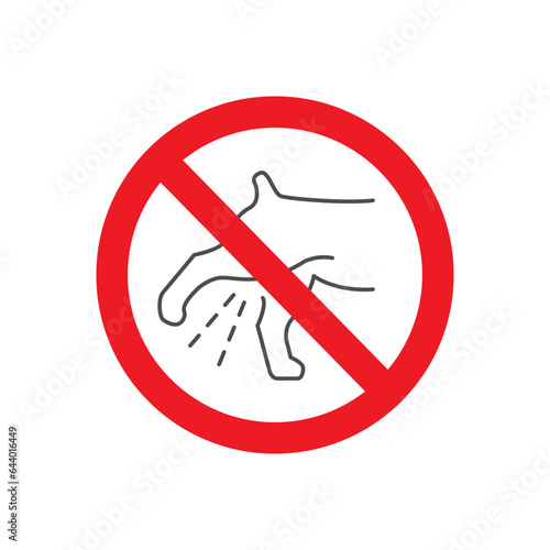 Dog pissing prohibition line icon