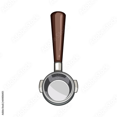 brown portafilter coffee cartoon. hot fresh, black closeup, cappuccino machine brown portafilter coffee sign. isolated symbol vector illustration