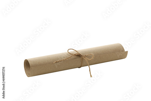 Old scroll of paper, isolated on white background