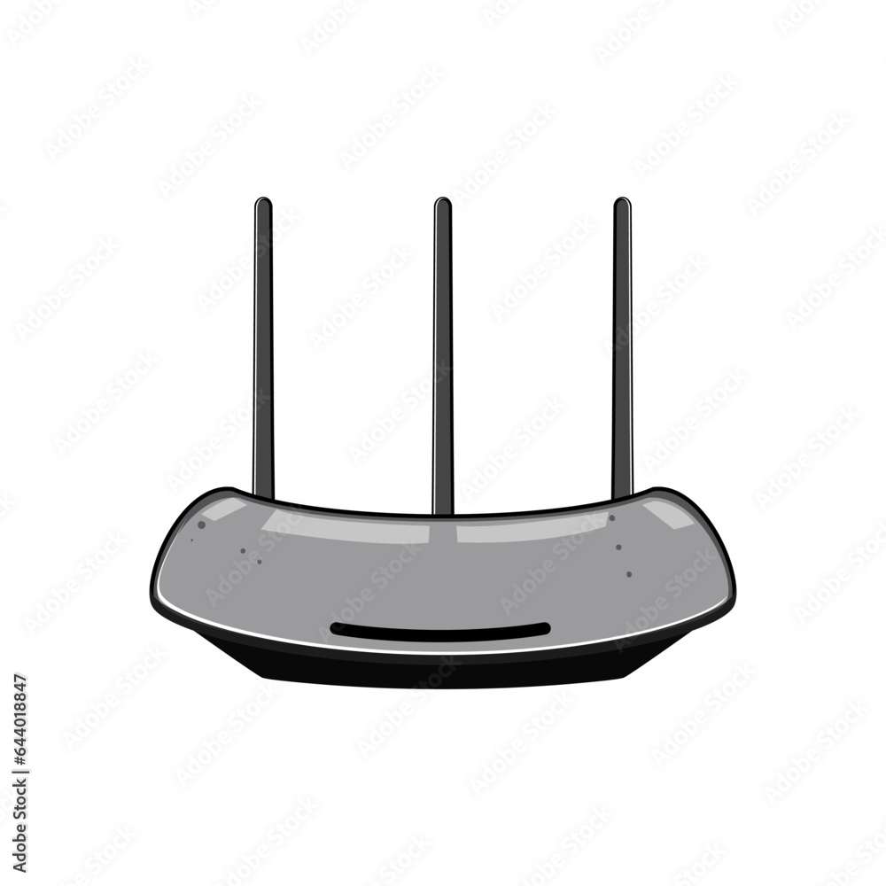 wifi router cartoon. technology antenna, connection speed, device ...
