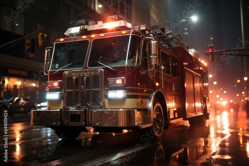 Fire Truck Speeding Through A City Street  Generative AI