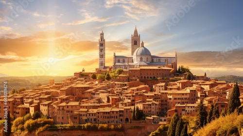 Stampa su tela Beautiful view of Dome and campanile of Siena Cathed