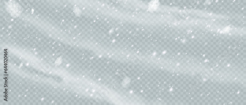 Falling snowflakes in transparent beauty  delicate and small  isolated on a clear background. Snowflake elements  snowy backdrop. Vector illustration of intense snowfall  snowflakes. Christmas.