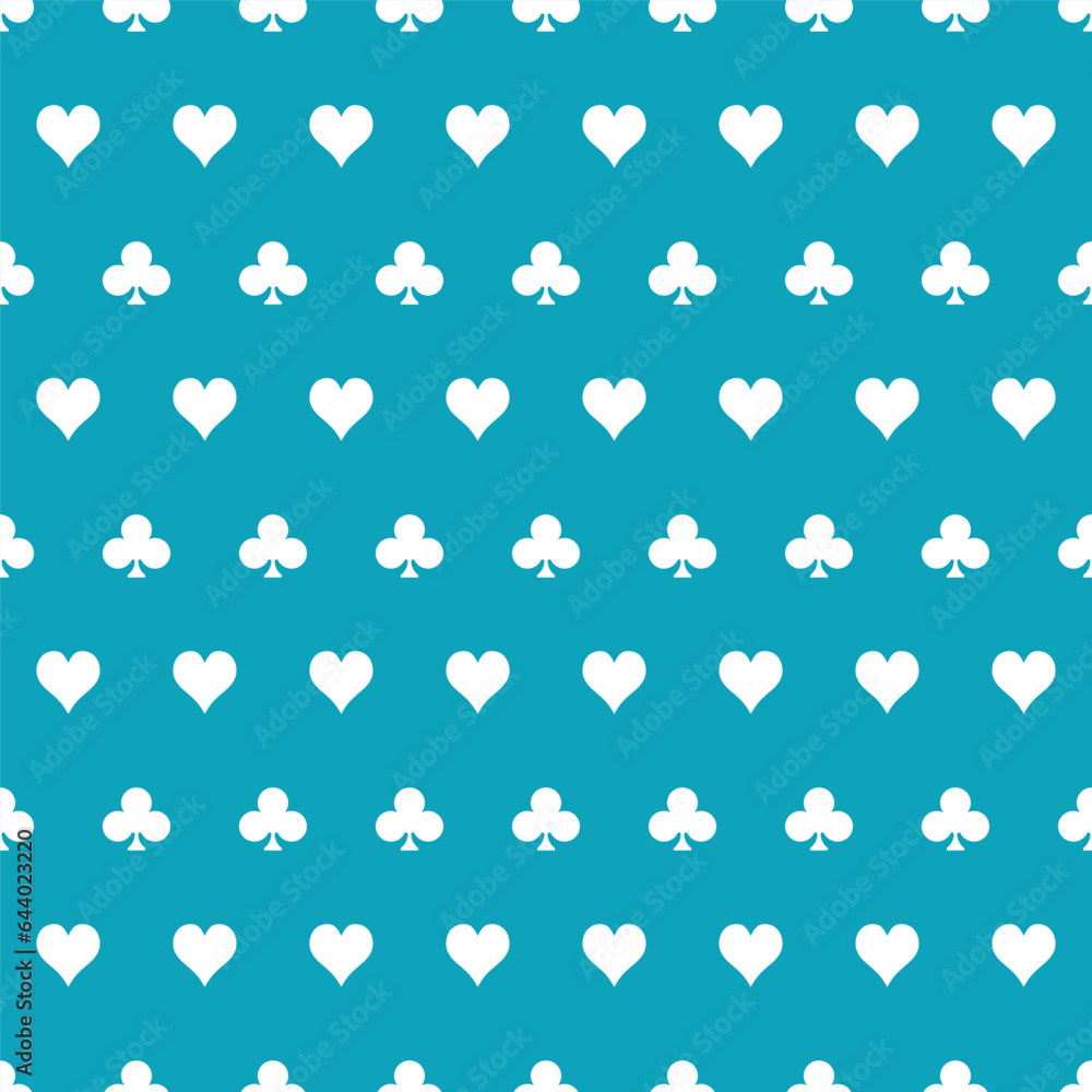 Blue seamless pattern with white playing card symbols Blue seamless pattern with white playing card symbols