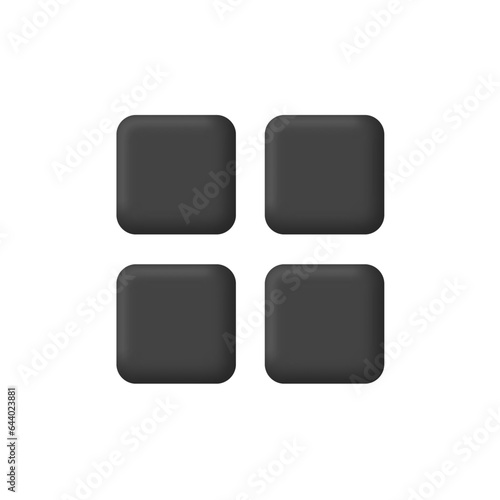 3d Realistic square app buttons game pop-up, icon, window and elements vector illustration