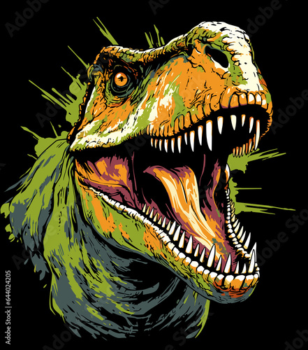 Tyrannosaurus rex dinosaur portrait in vector pop art style photo