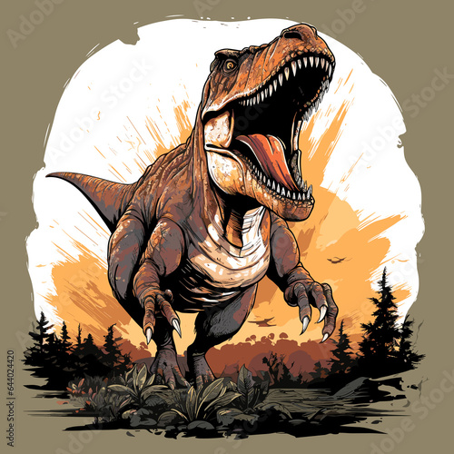 Tyrannosaurus rex dinosaur portrait in vector pop art style © misu