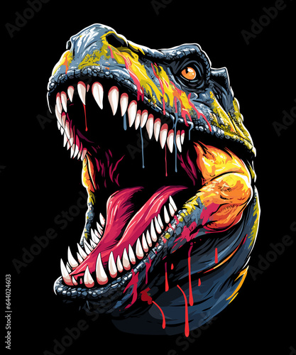 Tyrannosaurus rex dinosaur portrait in vector pop art style photo