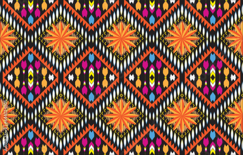 Geometric vector background with sacral tribal ethnic elements. Traditional triangles gypsy geometric forms sprites tribal themes apparel fabric tapestry print