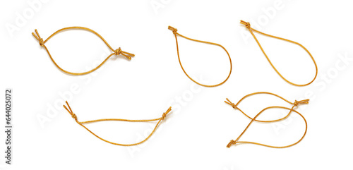 Set of golden noose rope isolated on white background 