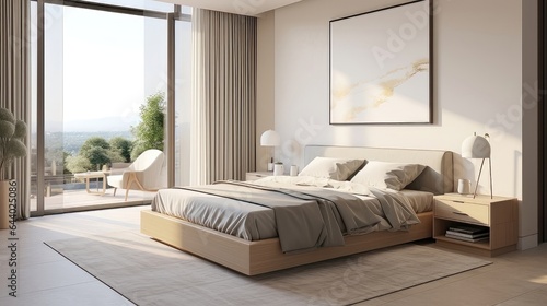 Serenity in Simplicity: A Minimalistic Bedroom Oasis. Generative AI 8