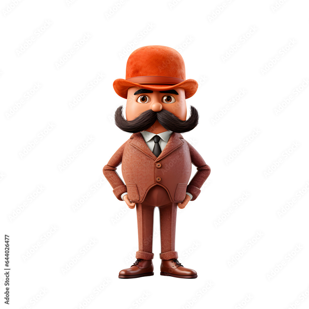personnage moustachu pour le Movember, mois de la moustache - fond transparent