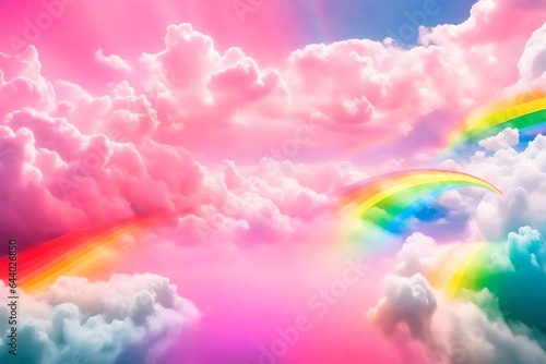 Colorful rainbow and clouds