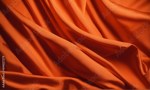 portrait of a beautiful orange fabric blowing in the wind in a studio