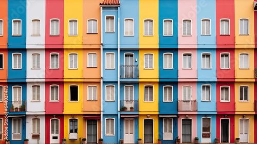 colorful facade with many windows. © jr-art
