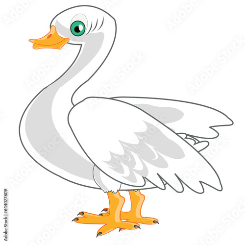 Vector illustration of the cartoon of the fowl goose