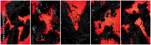 Set of vertical dark halloween backgrounds with red light