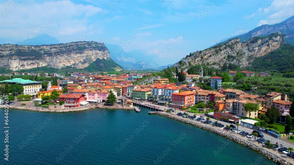 View of Torbole on Lake Garda - Italy - Drone flight View of Torbole on Lake Garda - Italy - Drone flight