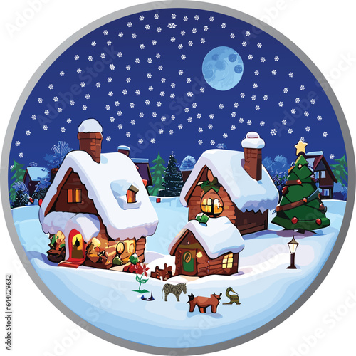 Christmas Vector Santa's Workshop Sticker Design
