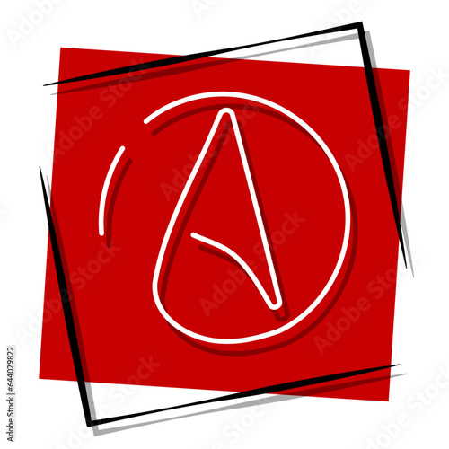 atheism red banner in a frame. Vector illustration.