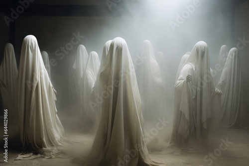 several ghosts wearing white sheets.