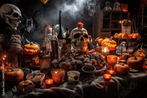 Halloween horror party table.
