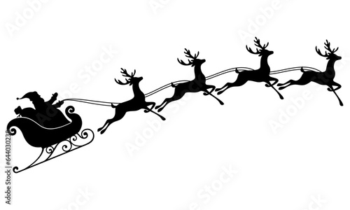 Foto santa claus with reindeer silhouette vector