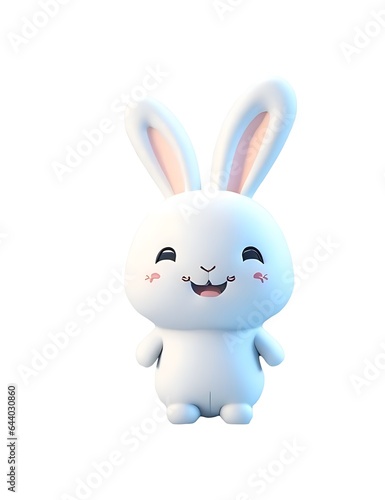 Cute rabbit 3d illustration mascot cartoon design isolated on white background