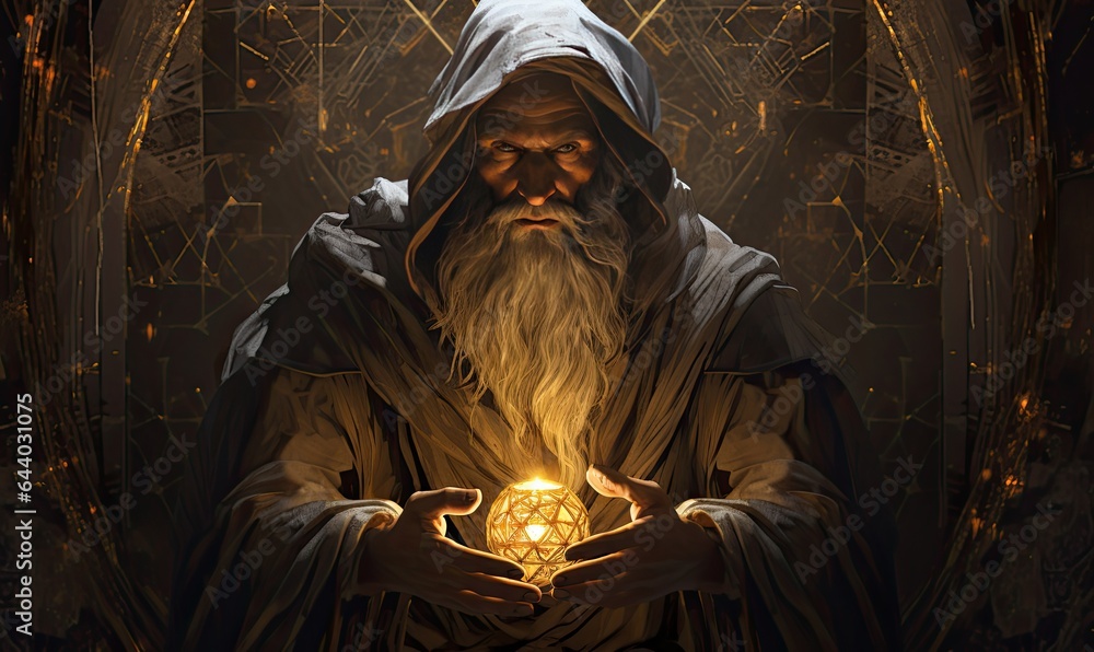 The hermit from the major arcana embodies solitude and enlightenment in this character concept.