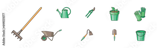 Garden Tools and Equipment for Soil and Plant Cultivation Vector Set