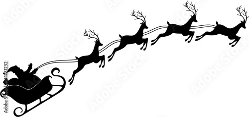Foto silhouette of a santa clous  with deers Christmas vector
