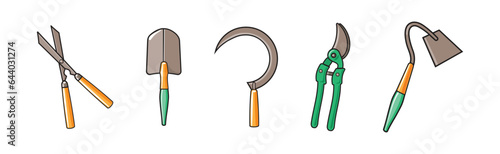 Garden Tools and Equipment for Soil and Plant Cultivation Vector Set