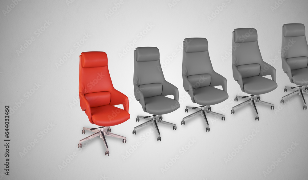 Executive office chairs line - hiring concept isolated Executive office chairs line - hiring concept isolated