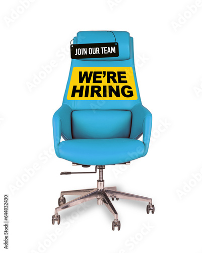 Join our team - we are hiring sign with isolated chair on no background png