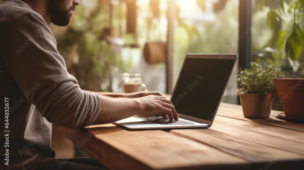 A man sitting at a table using a laptop computer A man sitting at a table using a laptop computer