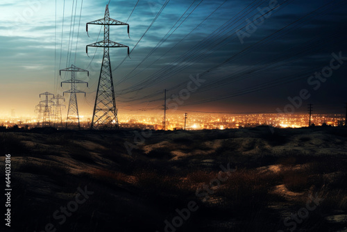 Power lines outside the city. Generative AI