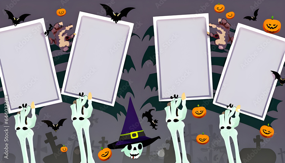 Halloween banners skeleton hands. Halloween banners skeleton hands.
