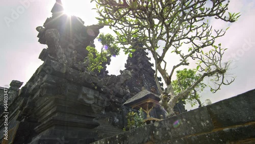 Beautiful Sun Flare On Bali Temple photo