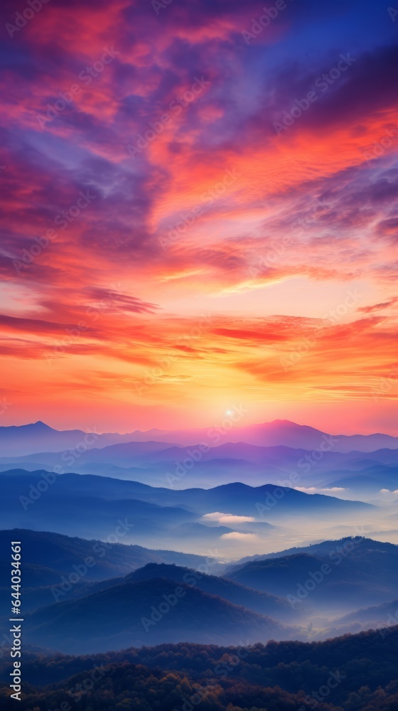 Fototapeta premium A colorful sunset over a mountain range